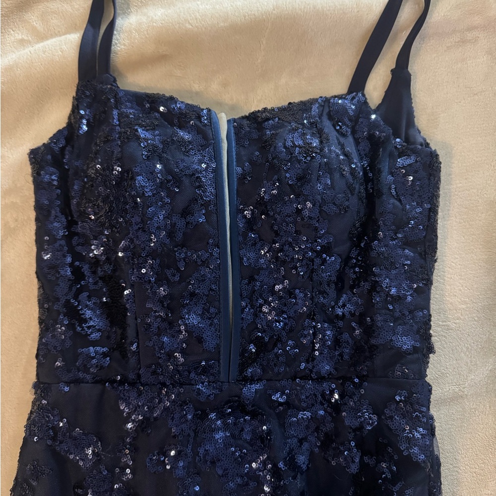 Midnight Blue Sequin Prom Dress